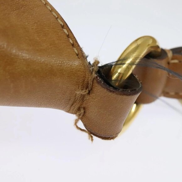 PRADA Shoulder Bag Nylon Leather Beige Gold Auth 140625 - Picture 9 of 16